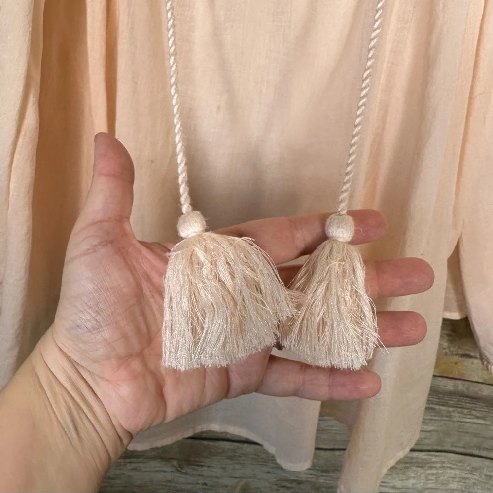 Spell and The Gypsy Collective Peach Honey Long Sleeve Boho Tassel Blouse XL - Picture 7 of 12
